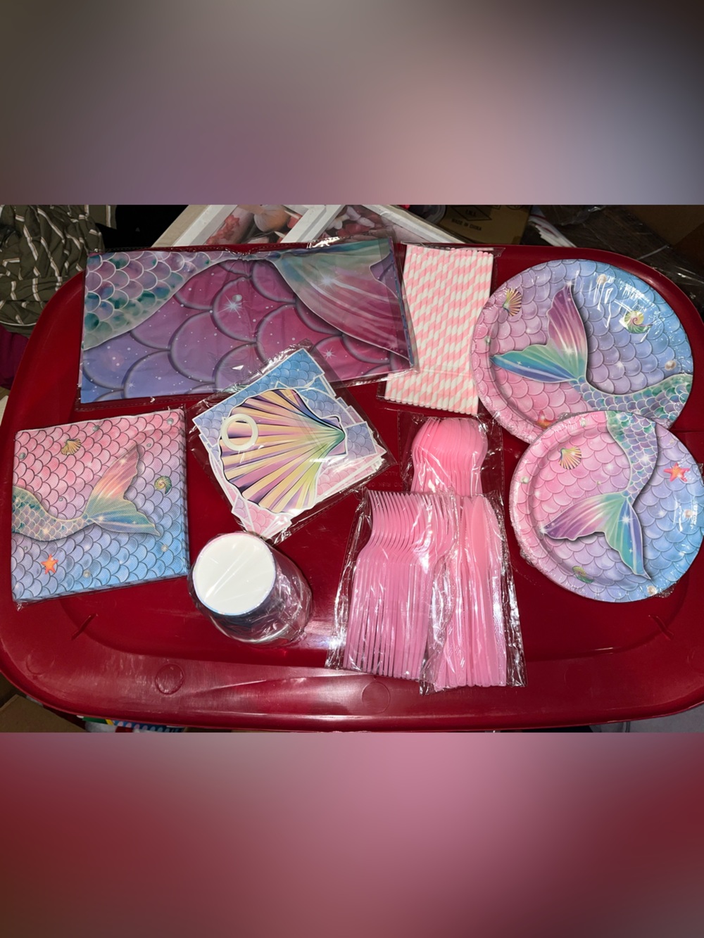 Mermaid Party Tableware Set - Pink, Purple, Blue